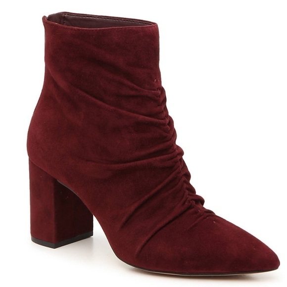 New 1. State Burgundy Suede Ruched Bootie - Picture 1 of 16